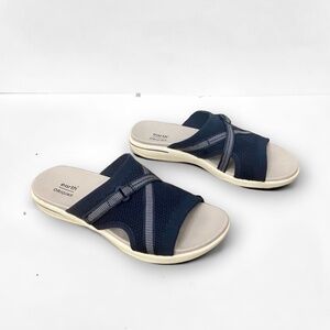 Earth Origins Navy Saru Cassidy Slip On Comfort Walking Sandals Slides Size 7